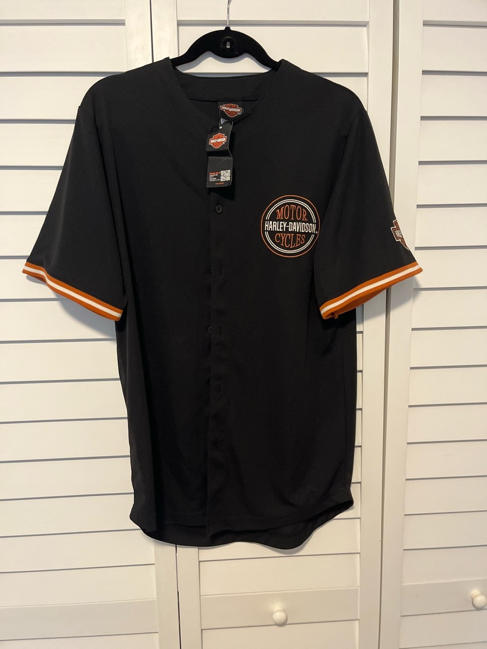 New NWT Harley Davidson Baseball Jersey M Button Black Embroidered Shirt Daytona